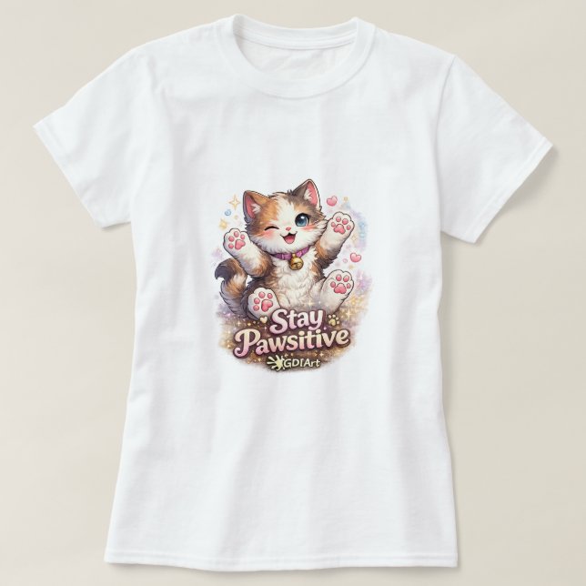 Camiseta Stay Pawsitive  (Frente do Design)