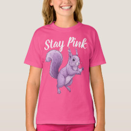 Camiseta Stay Pink Lavender Squirrel Graphic Kids T-Shirt