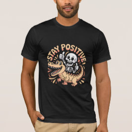 Camiseta Stay Positive Skeleton and Crocodile