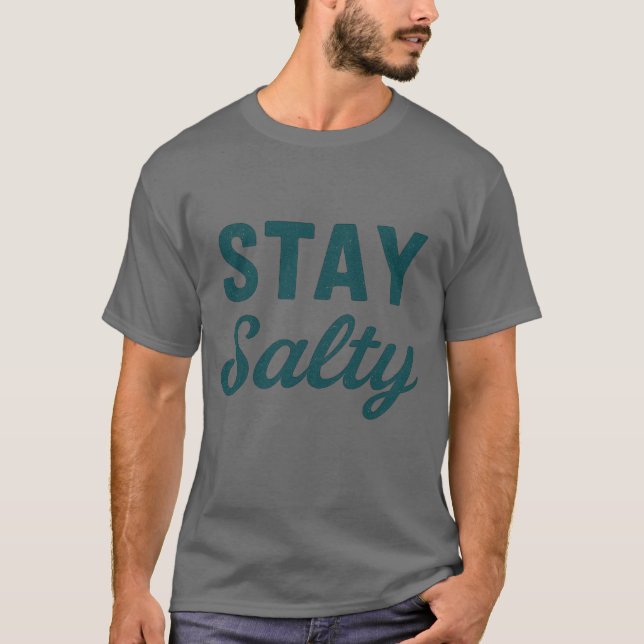 Camiseta Stay Salty - Coastal Teal Beach Bum Graphic Print (Frente)