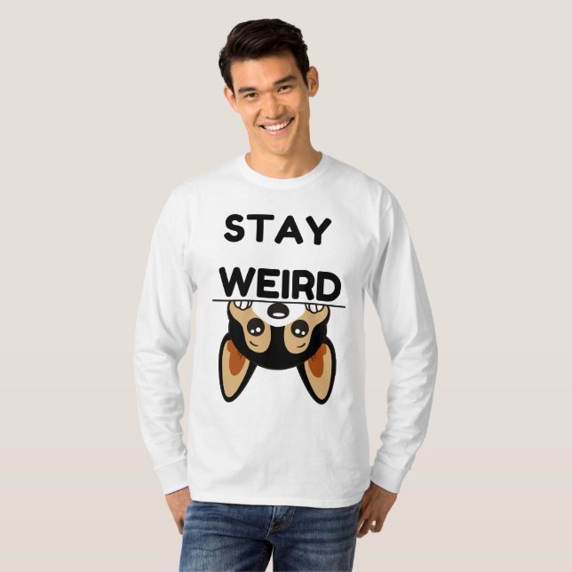 Camiseta Stay Weird Funny Boston Terrier Cartoon Dog  (Frente Completa)