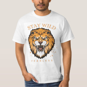 Camiseta Stay Wild Fearless Lion para Homens Cor