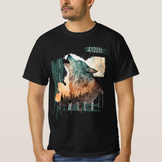 Camiseta "Stay Wild" Howling Wolf Customizable  