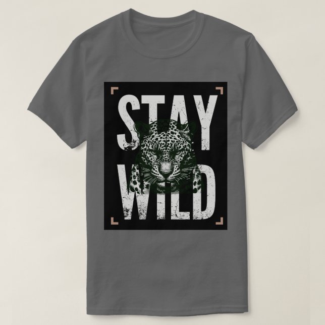 Camiseta Stay Wild Leopard Face T-Shirt Design (Frente do Design)