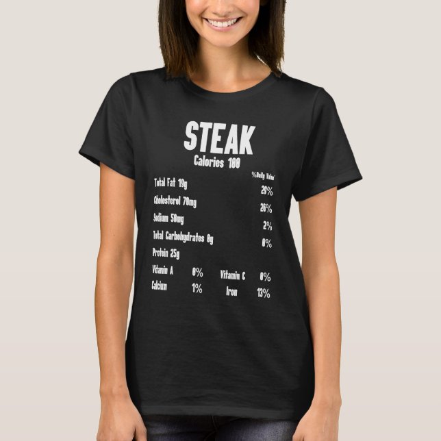 Camiseta Steak Calories Raw Steak Meat Food Beef Cow Grilli (Frente)
