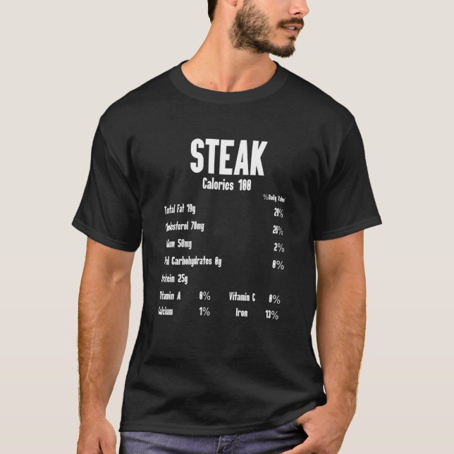 Camiseta Steak Calories Raw Steak Meat Food Beef Cow Grilli (Frente)