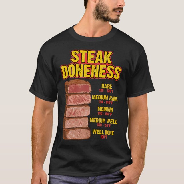 Camiseta Steak Doneness Chart Table Guide Bbq Meat Chef Pit (Frente)