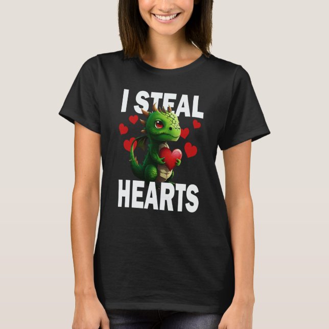 Camiseta Steal Hearts Cute Dragon Baby Valentines Day (Frente)