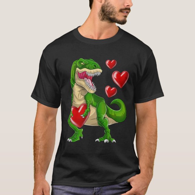 Camiseta Steal Hearts Trex Dino Dia de os namorados Dinossa (Frente)
