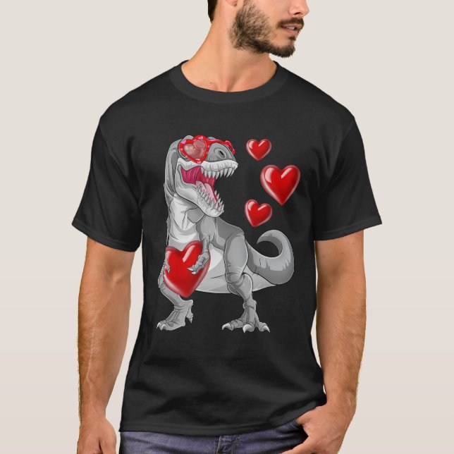 Camiseta Steal Hearts Trex Dino Dia de os namorados Dinossa (Frente)