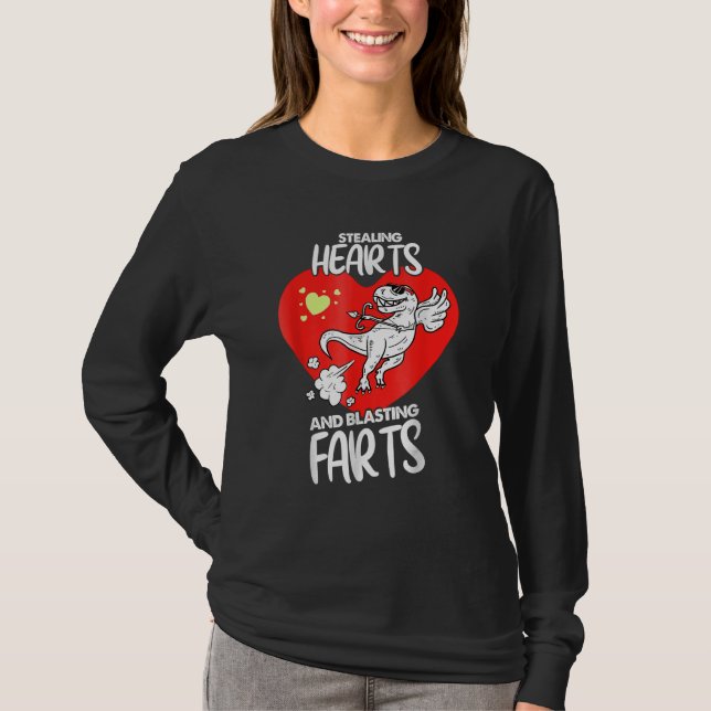 Camiseta Stealing Hearts And Blasting Farts Dino Cupid Vale (Frente)