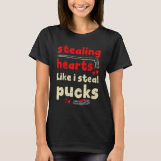 Camiseta Stealing Hearts Like I Steal Pucks Hockey Valentin
