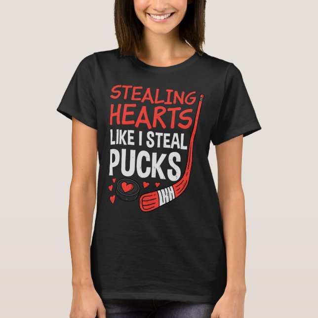 Camiseta Stealing Hearts Stealing Pucks Hockey Valentines D (Frente)