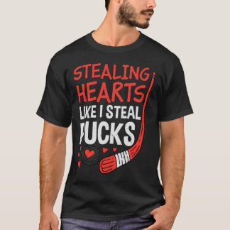 Camiseta Stealing Hearts Stealing Pucks Hockey Valentines D