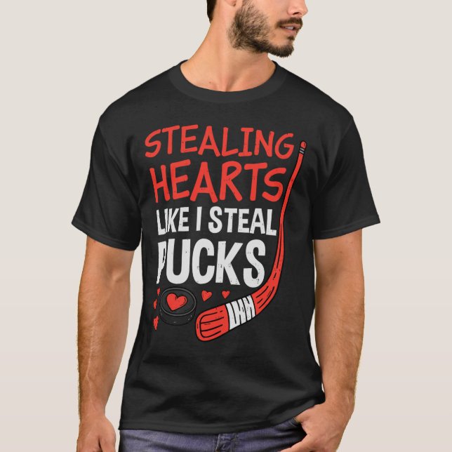 Camiseta Stealing Hearts Stealing Pucks Hockey Valentines D (Frente)