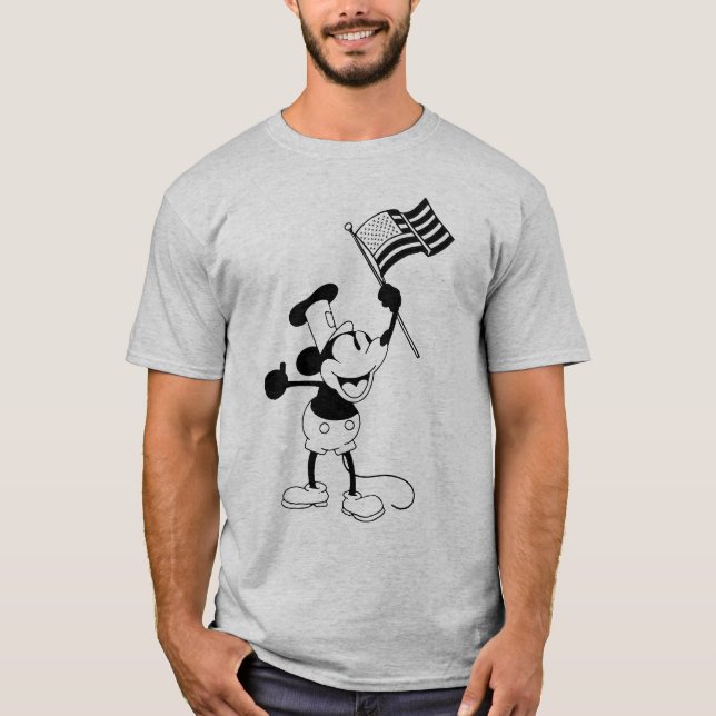 Camiseta Steam Boat Willie American Flag (Frente)