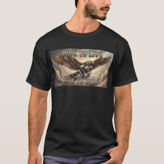 Camiseta Steam Punk Eagle and V Twin Ride to Live Biker Tee