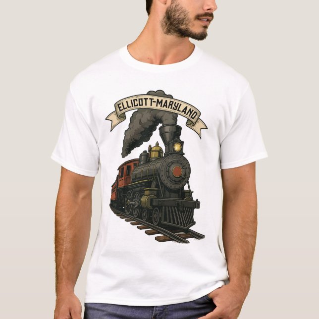 Camiseta Steam Train Locomotive of Ellicott Maryland (Frente)