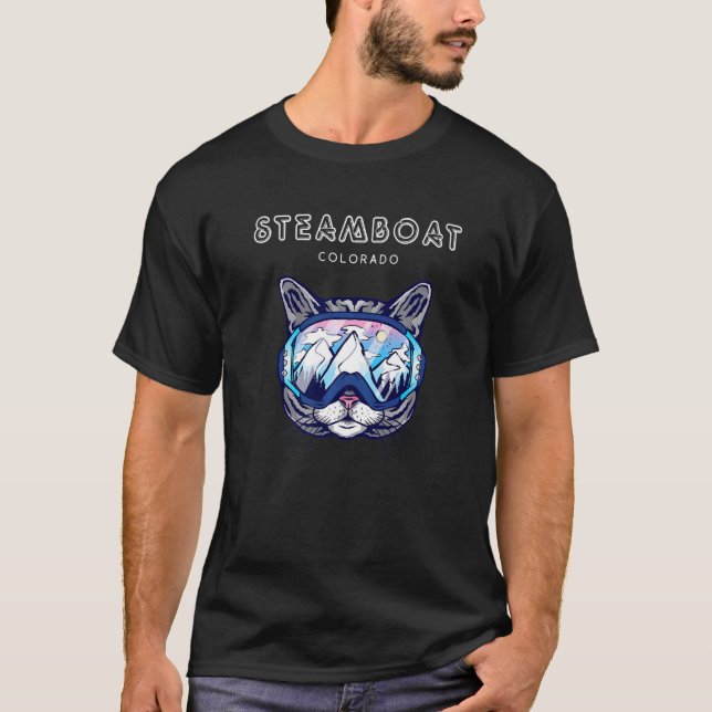 Camiseta Steamboat Colorado Cat Ski Googles (Frente)