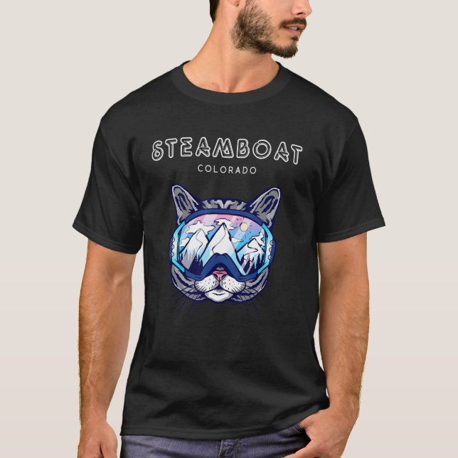 Camiseta Steamboat Colorado Cat Ski Googles (Frente)