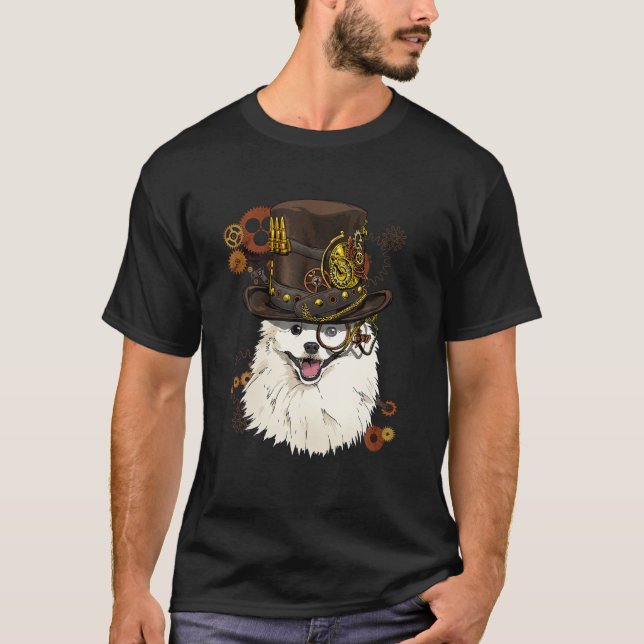 Camiseta Steampunk American Eskimo Dog Steampunk Lovers Gif (Frente)