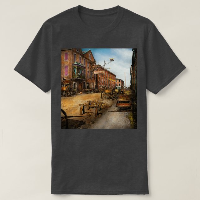 Camiseta Steampunk Archibald McLeishx27s Vulcano Iron Works (Frente do Design)