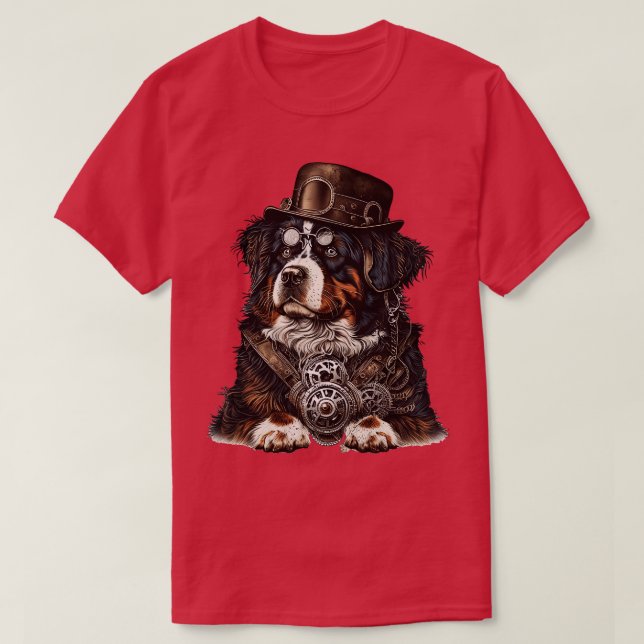 Camiseta Steampunk Bernese Mountain Dog 3 (Frente do Design)