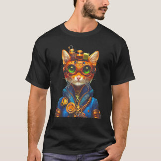 Camiseta Steampunk Cat Steam Punk Kitten Goggles Cogs Victo