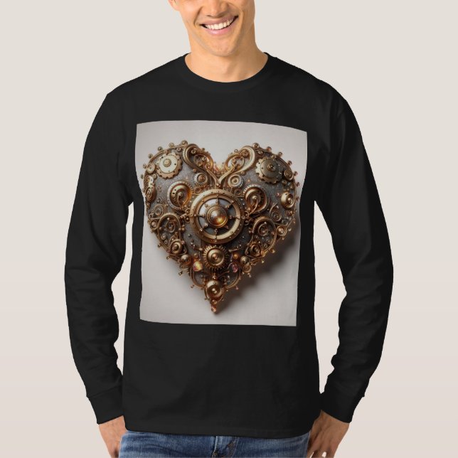 Camiseta Steampunk Elegant Clockwork Gear Heart (Frente)