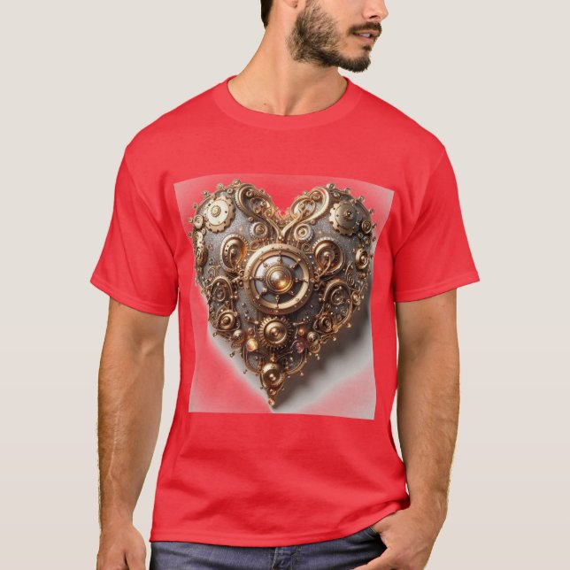 Camiseta Steampunk Elegant Clockwork Gear Heart (Frente)