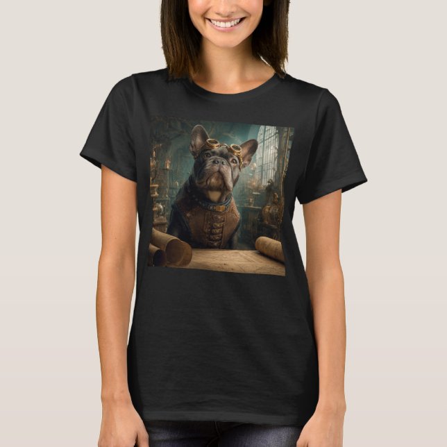 Camiseta Steampunk Frenchie (Edição 2) - Básico Feminino (Frente)