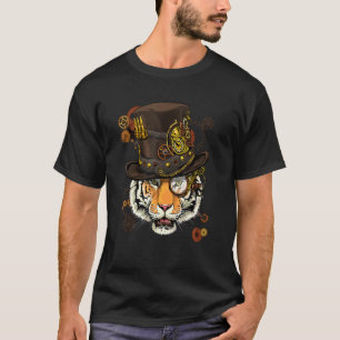 Camiseta Steampunk Gothic Tiger Face Selvagem Zoo Tigre