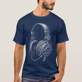 Camiseta Steampunk Headphones Sketch