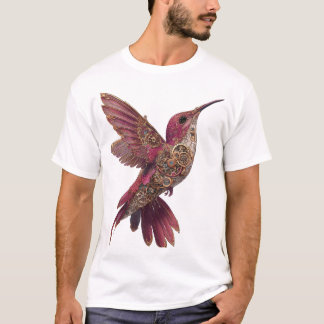 Camiseta Steampunk Hummingbird — Magenta & Brass Clockwork 