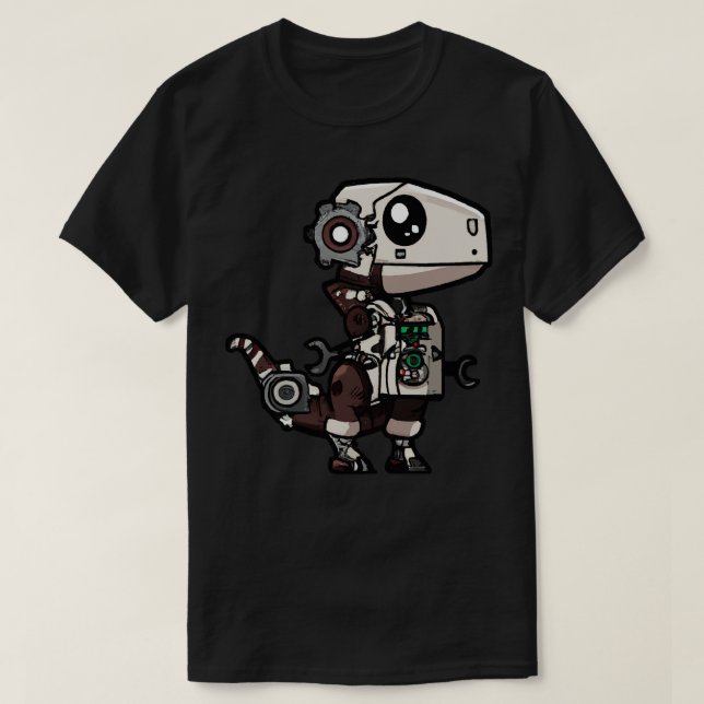 Camiseta Steampunk Kawaii Dragon Robot (Frente do Design)