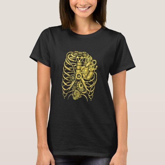 Camiseta Steampunk Mechanical Heart Chest Gears Men Women S (Frente)