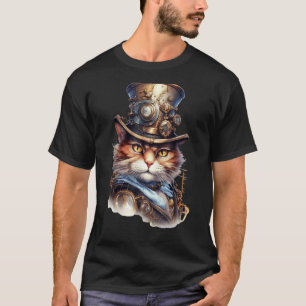 Camiseta Steampunk O Gato Comandante Vitoriano