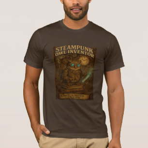 Camiseta Steampunk Owl Inventor - Retro Fantasy