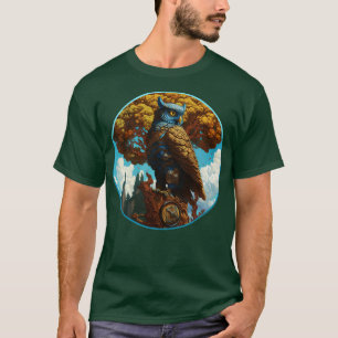 Camiseta Steampunk Owl por uma árvore