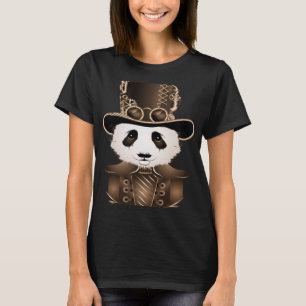 Camiseta Steampunk Panda com o olhar antigo do chapéu