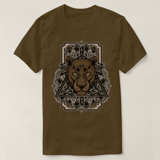 Camiseta Steampunk Panther Retro Vintage Cougar Art Gift (Frente do Design)