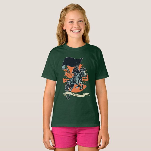 Camiseta Steampunk Plague Rider Doctor em Horseback com Fla (Frente Completa)