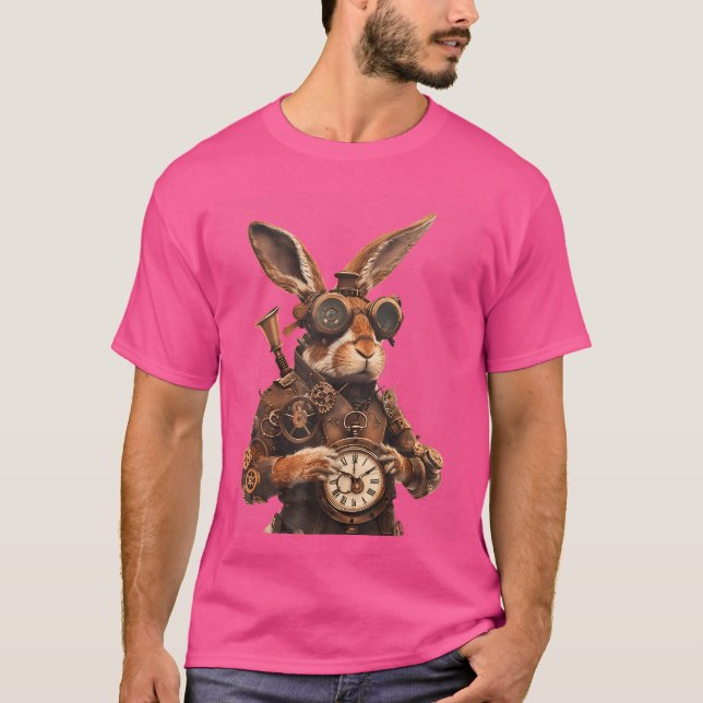 Camiseta Steampunk Rabbit Fantasy Arte Animal (Frente)