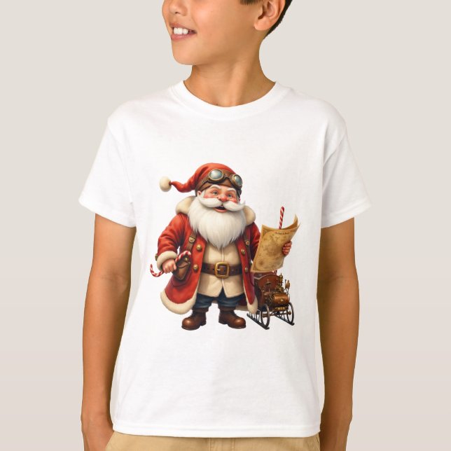 Camiseta Steampunk Santa Claus – Vintage Christmas Adventur (Frente)