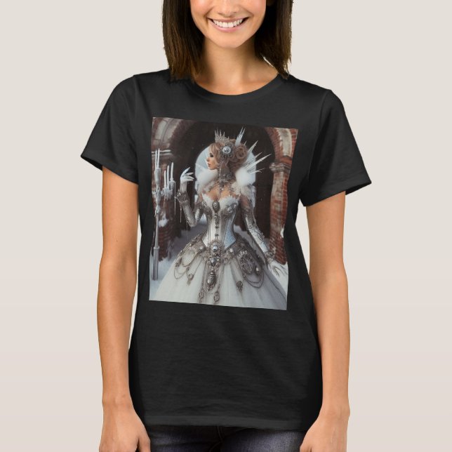 Camiseta Steampunk Victorian Industrial Winter Ice Queen (Frente)