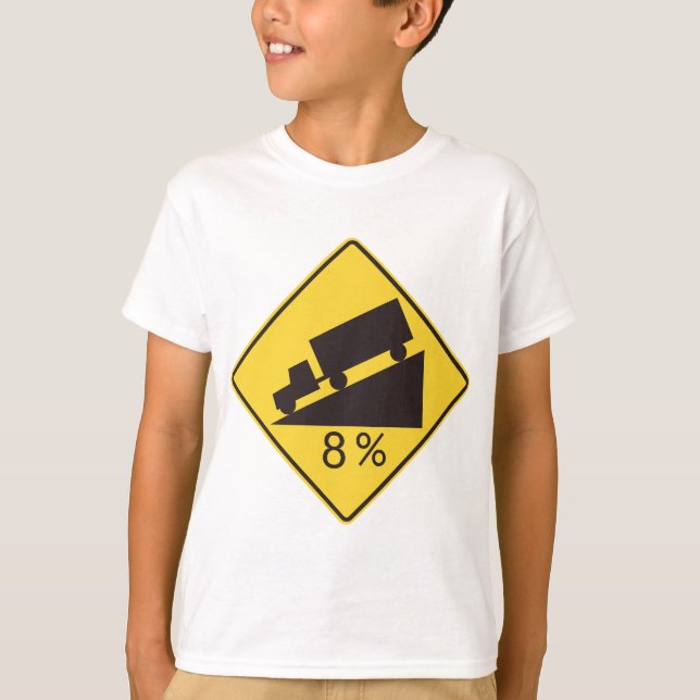 Camiseta Steep Grade Traffic Sign Trucking Hauling Caution (Frente)