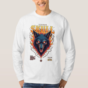 Camiseta Steidon Skull - Tee Cabeça de Lobo Flamejante