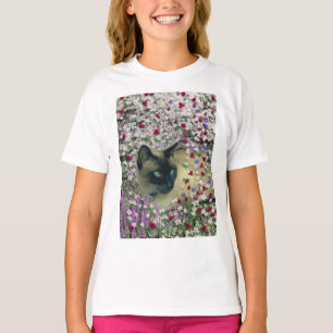 Camiseta Stella nas flores II, gato Siamese de creme do