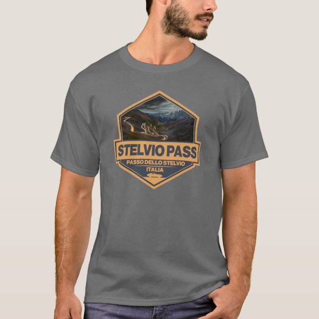 Camiseta Stelvio Pass Passo Dello Stelvioravel Art Badge gi (Frente)
