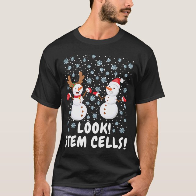 Camiseta Stem Cell Snowman - Ciência de Natal (Frente)